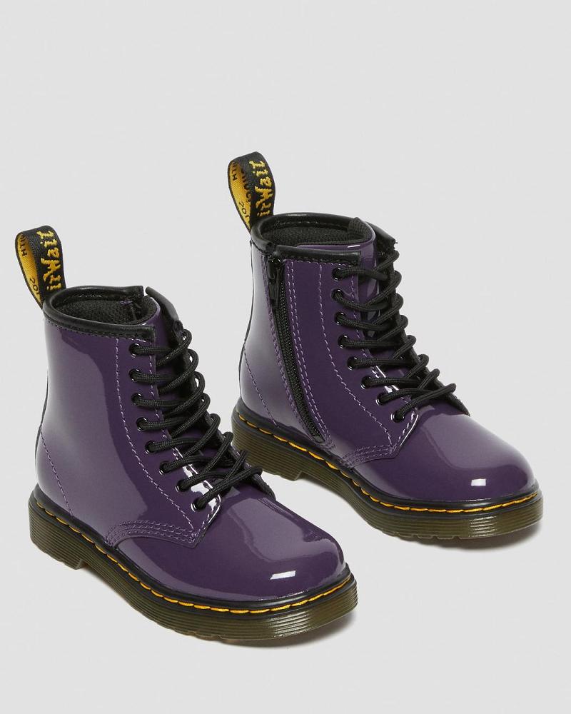 Purple Kids' Dr Martens Toddler 1460 Patent Leather Lace Up Boots | CA 702DFM